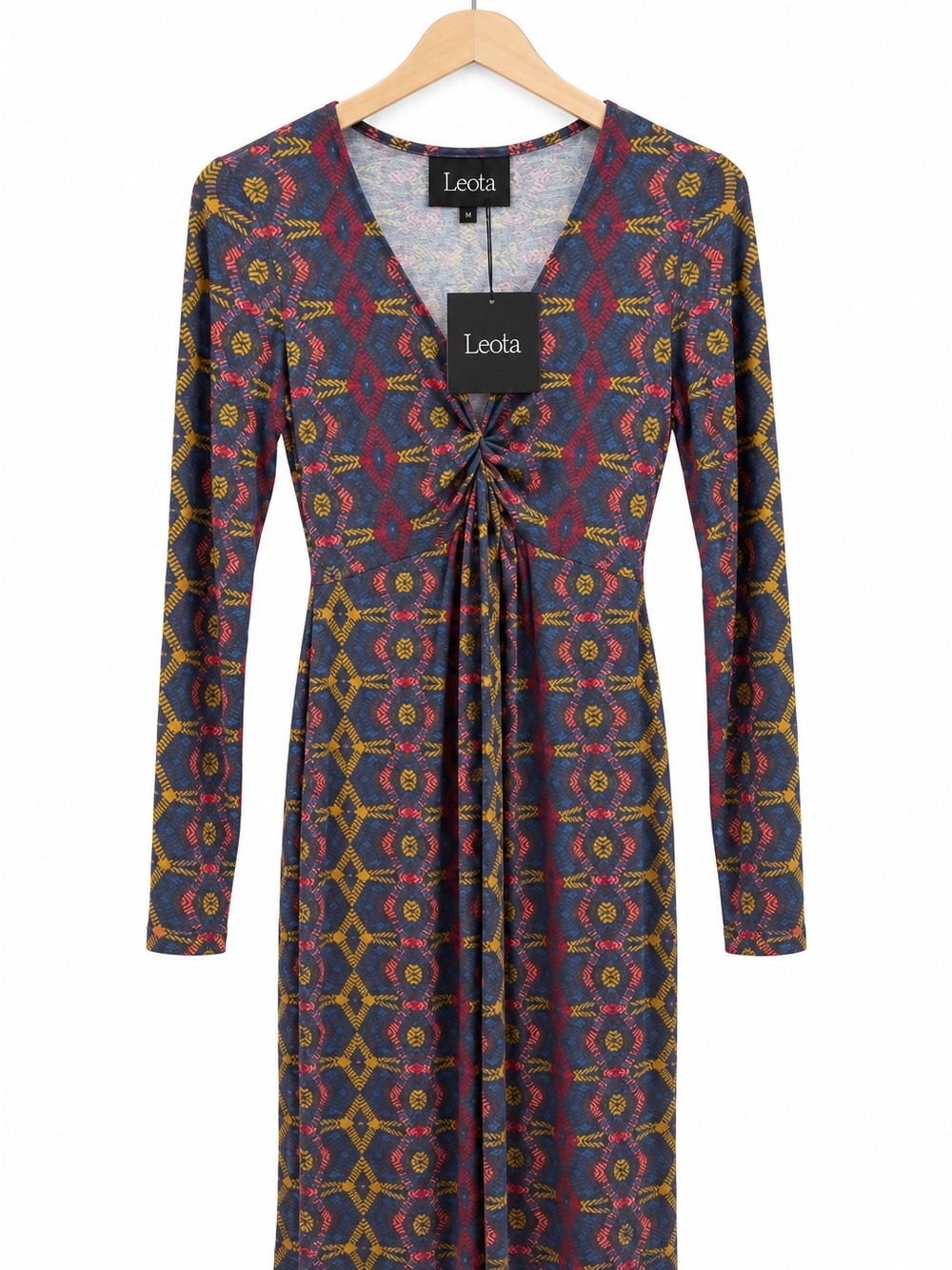 Leota Geometric Twist Front Long Sleeve Mini Dress Size Small NWT